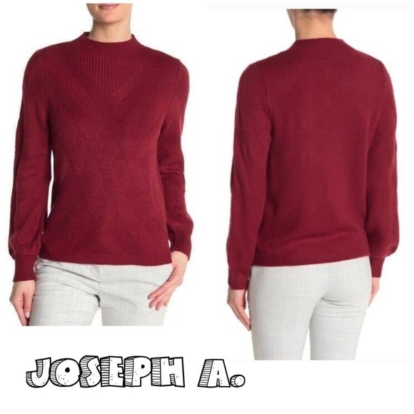 Joseph A Ballon Sleeve Ribbed Sweater mock neck. Warm, winter, fall, long sleeve - Picture 1 of 11